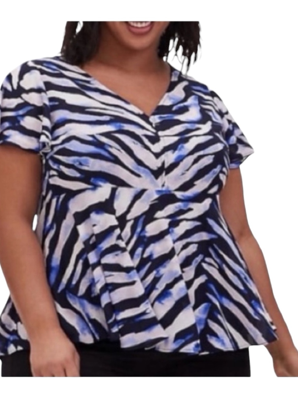 Torrid Size 3 3X 22-24 Zebra V-Neck Peplum Top
